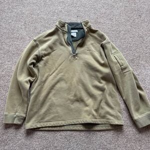 Columbia Men's Olive Green Fleece Pullover M 1/4 Zip Pockets